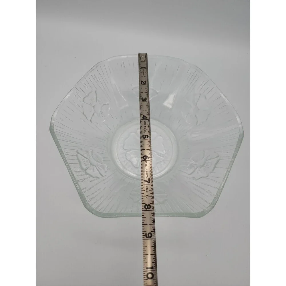 Masserini Primavera Salad Bowl Italy Clear Glass Flower Embossed